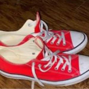 Red pair of Converse low tops classics sneaker Men’s size 11